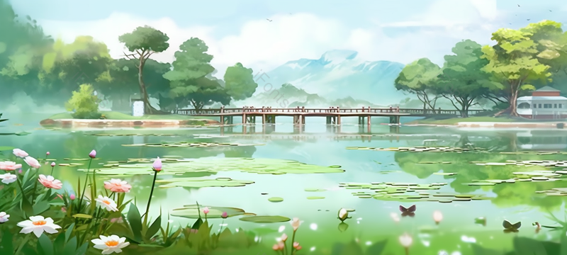 古典建筑湖面风景,插画/手绘图,插画/手绘图库,插画/手绘图下载,插画/手绘